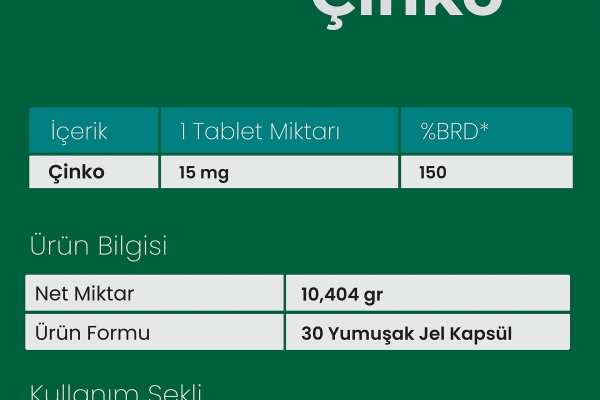 Aprivex Çinko 30 Yumuşak Kapsül